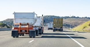 Trucks on road in California