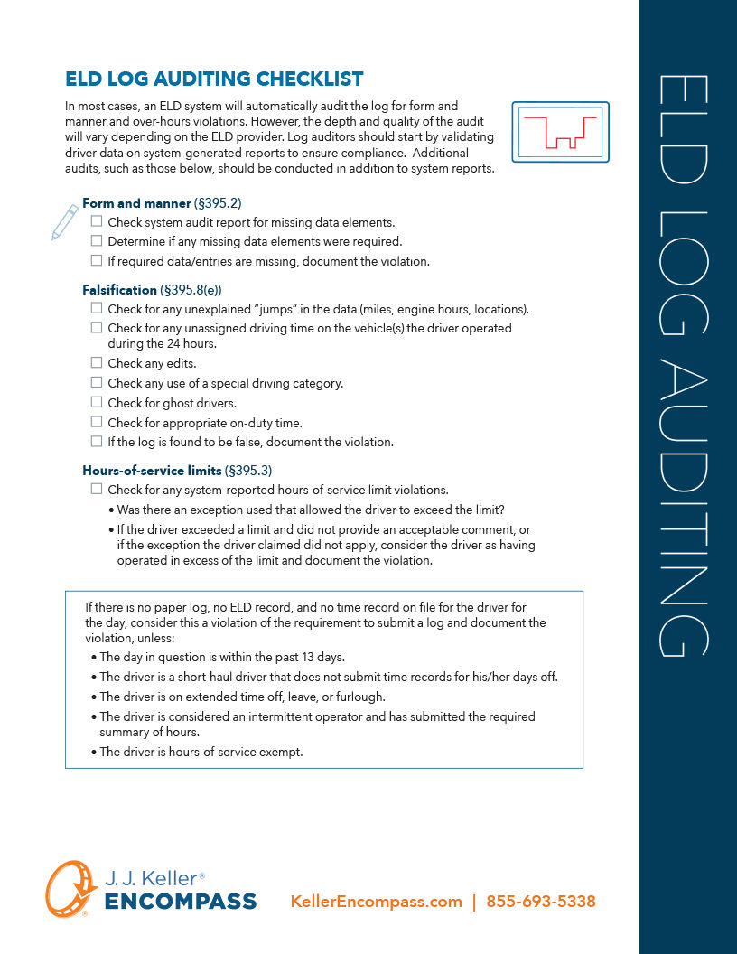 ELD log auditing checklist