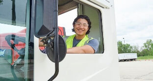 Truck driver doing a yard move