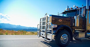 Truck cab on scenic highway