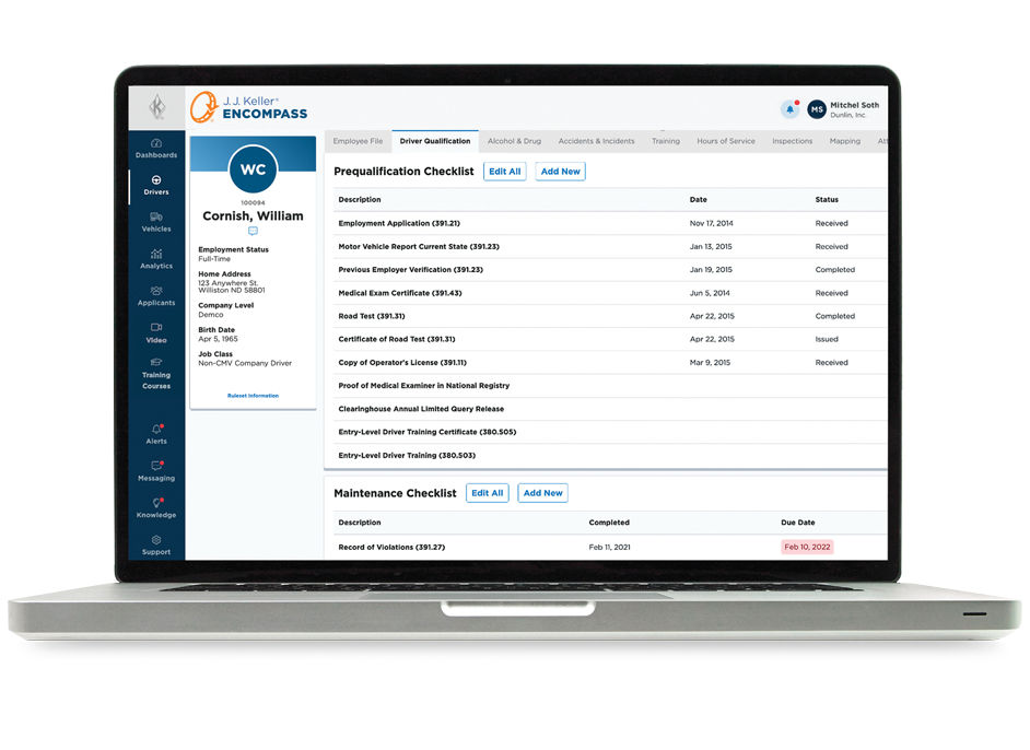 Laptop with Fleet Management screen