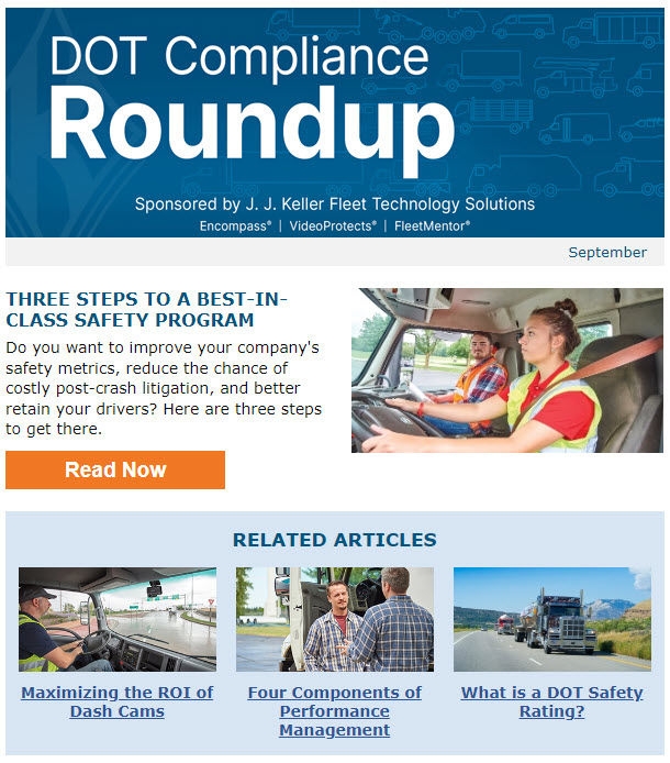 DOT Compliance Roundup Email Newsletter