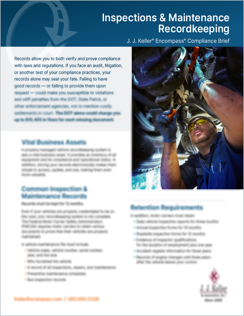 inspection and maintenance recordkeeping cover art