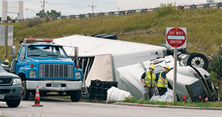 Semi truck in ditch