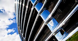 Close up of semi truck grill