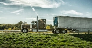 Semi truck on rural highway