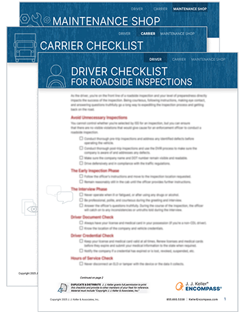 Roadcheck checklist