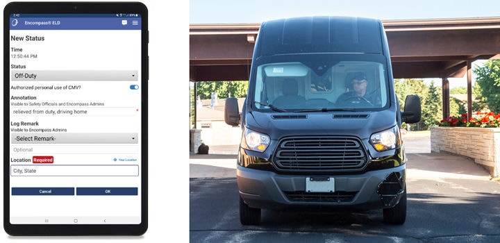 Personal conveyance on tablet and sprinter vehicle