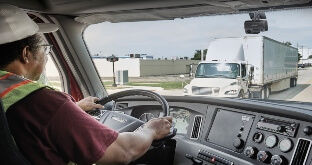 Truck driver using dash camera