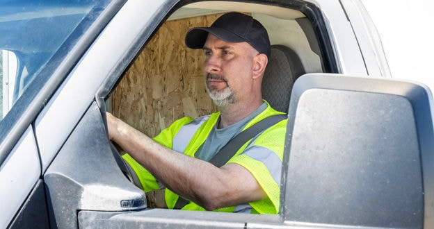 Person driving truck