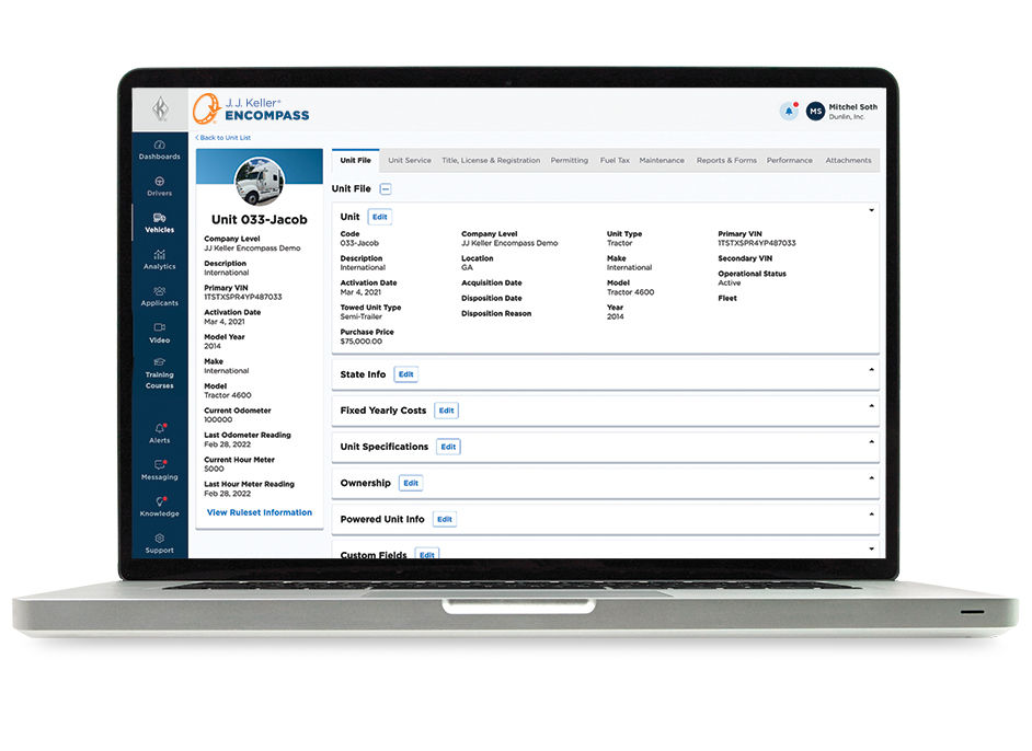 Encompass Unit File screen