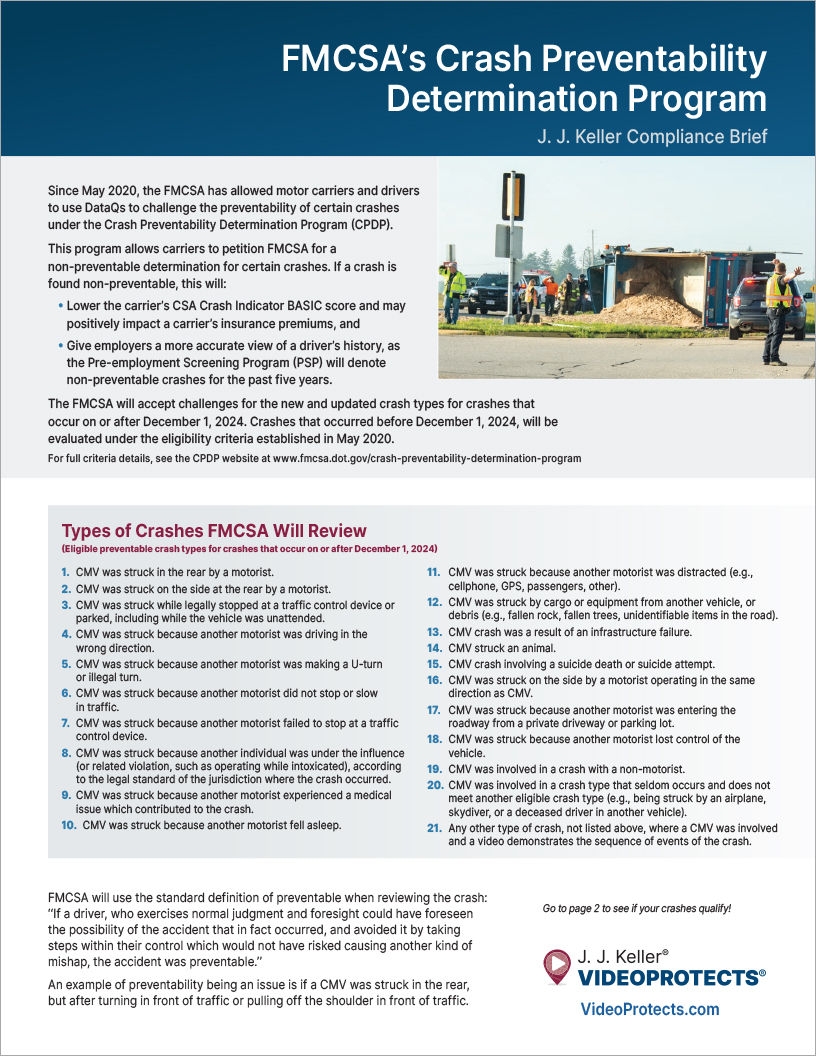 61187 FMCSA Crash Preventability Determination Program Brief