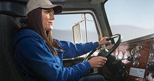 Female semi truck driver