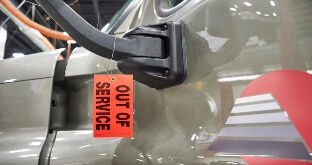 Out of service tag on truck