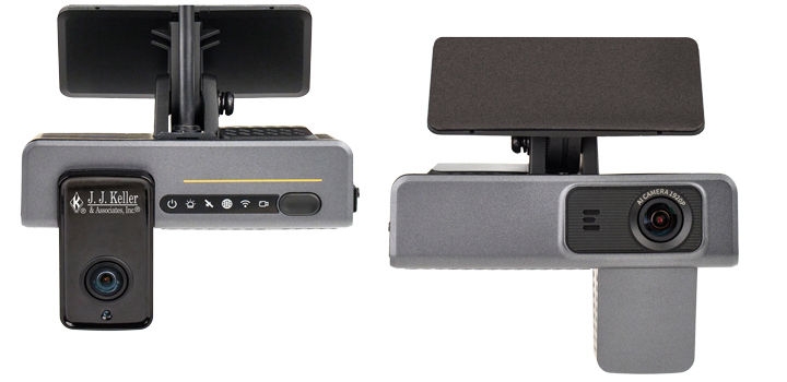Road-facing and driver-facing dash camera